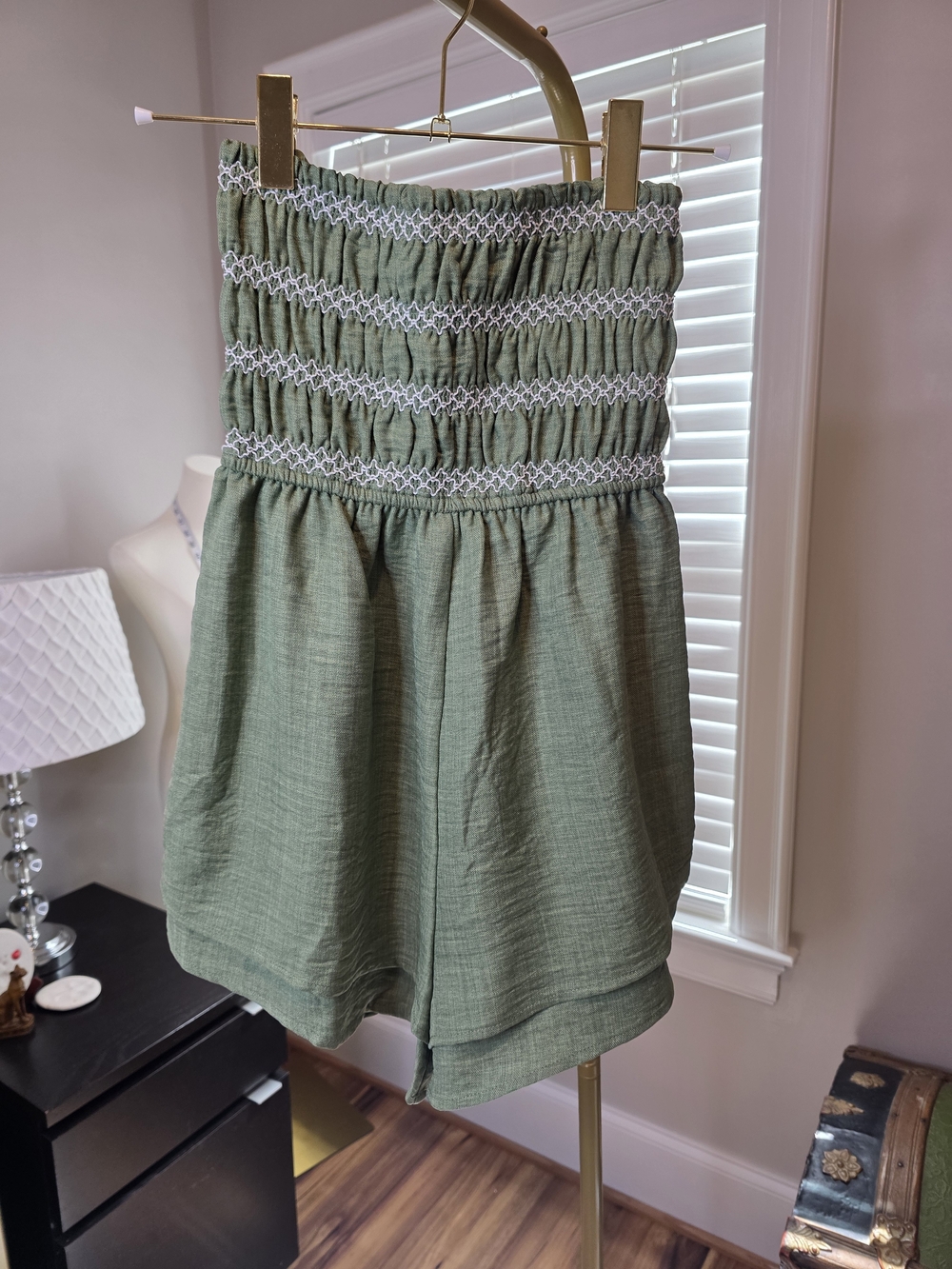 Strapless Smocked Green Romper Set - NWOT - Picture 7 of 11